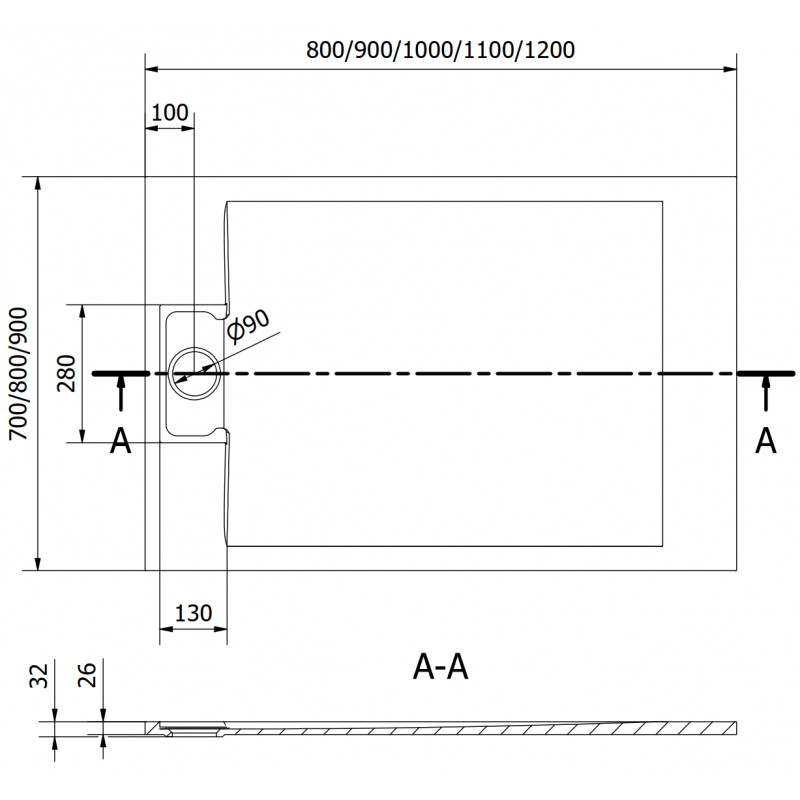 Mexen Otto stačiakampio formos dušo padėklas SMC 120 x 70 cm, baltas - 4N107012
