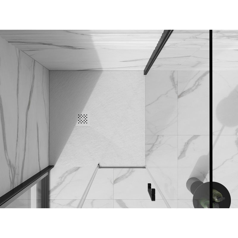 Mexen Stone+ kompozitinis kvadratinis dušo padėklas 70 x 70 cm, baltas, baltas dangtelis - 44107070-W