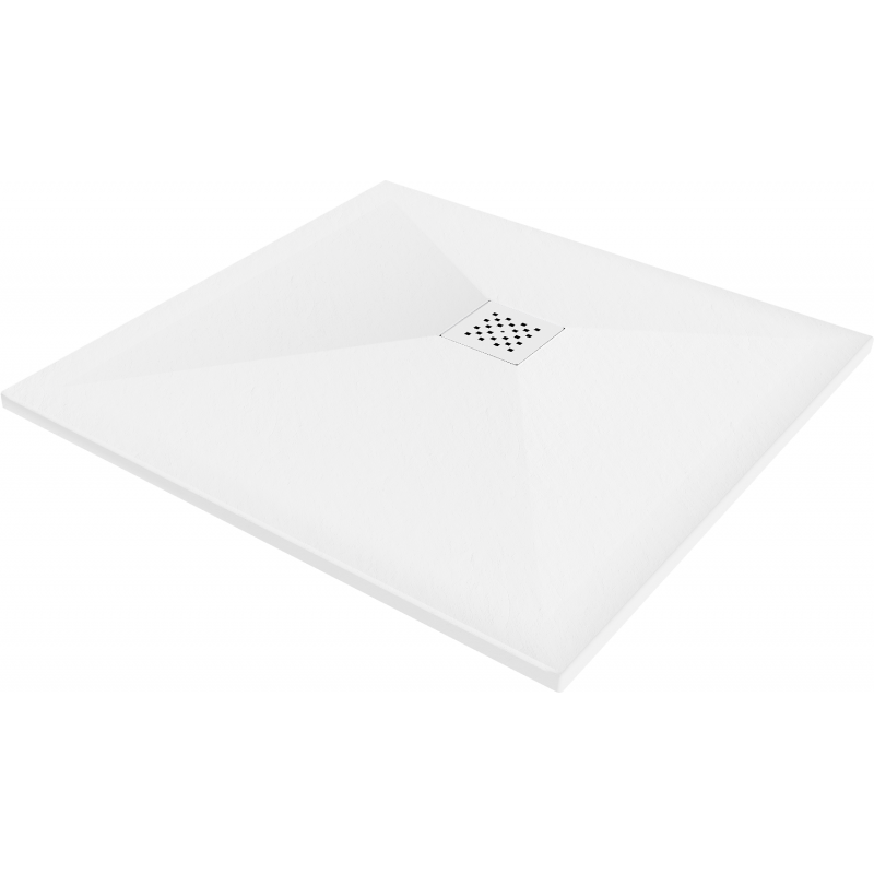 Mexen Stone+ kompozitinis dušo padėklas kvadratinis 90 x 90 cm, baltas, balta danga - 44109090-W