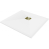 Mexen Stone+ Kompozitinis kvadratinis dušo padėklas 100 x 100 cm, baltas, su auksine uždanga - 44101010-G