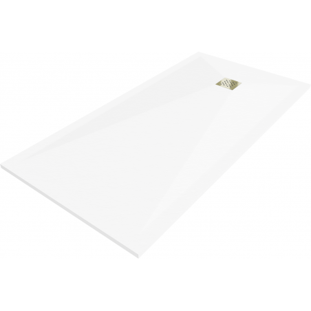 Mexen Stone+ stačiakampis kompozitinis dušo padėklas 180 x 80 cm, baltas, auksinis dangtelis - 44108018-G