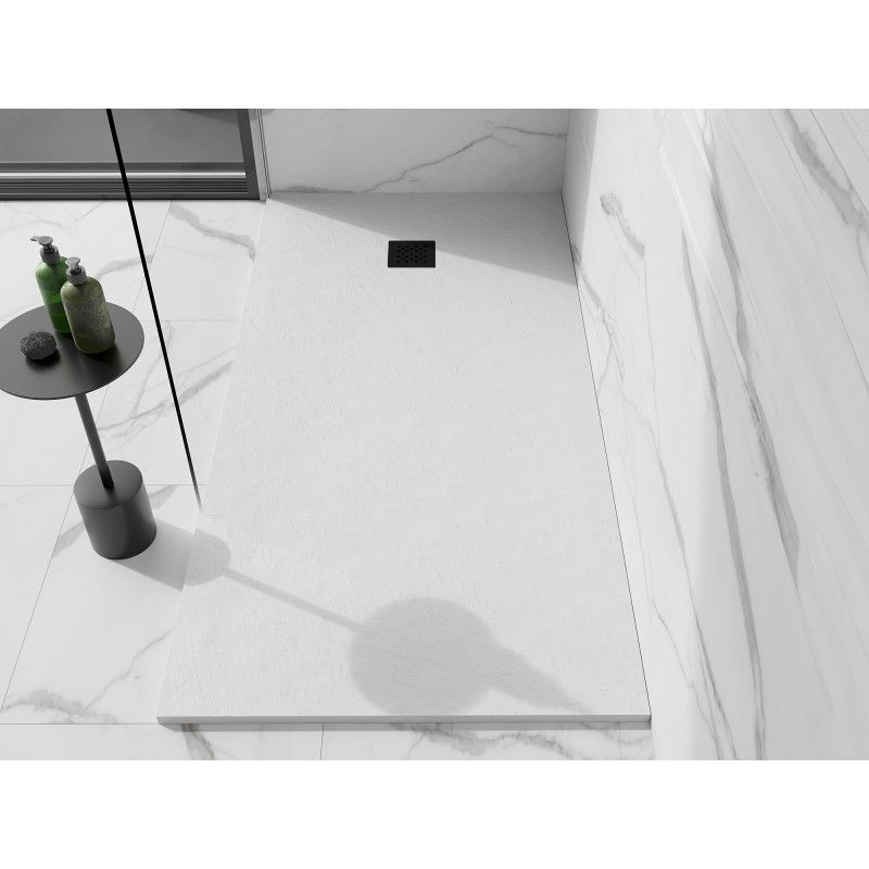 Mexen Stone+ stačiakampis kompozitinis dušo padėklas 180 x 90 cm, baltas, juodas dangtis - 44109018-B