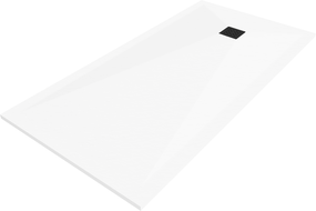 Mexen Stone+ stačiakampė kompozicinė dušo padėklas 160 x 90 cm, baltas, juoda danga - 44109016-B