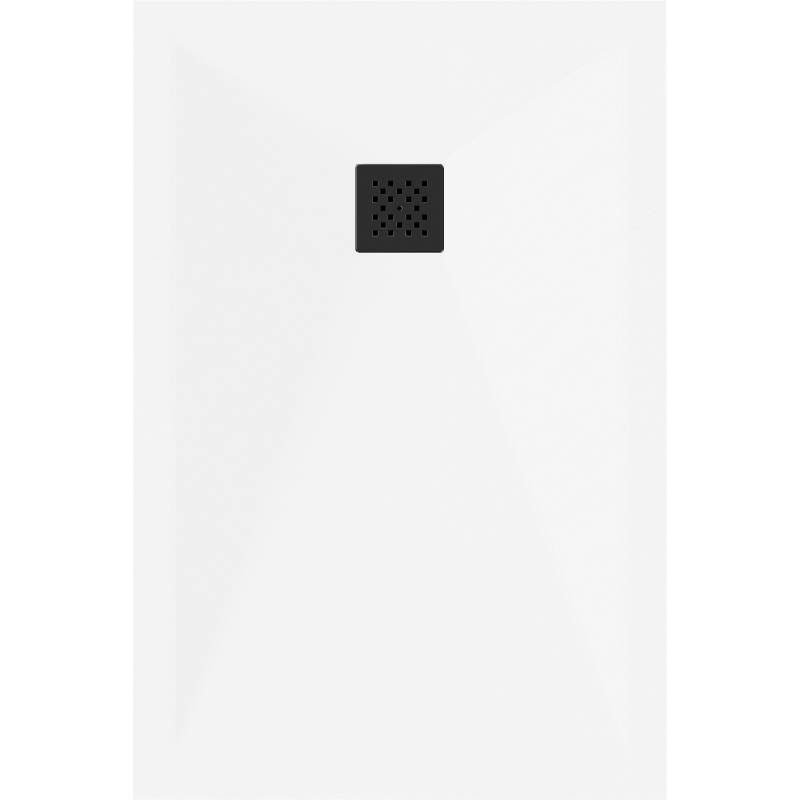 Mexen Stone+ stačiakampis kompozitinis dušo padėklas 110 x 90 cm, baltas, juoda grotelė - 44109011-B