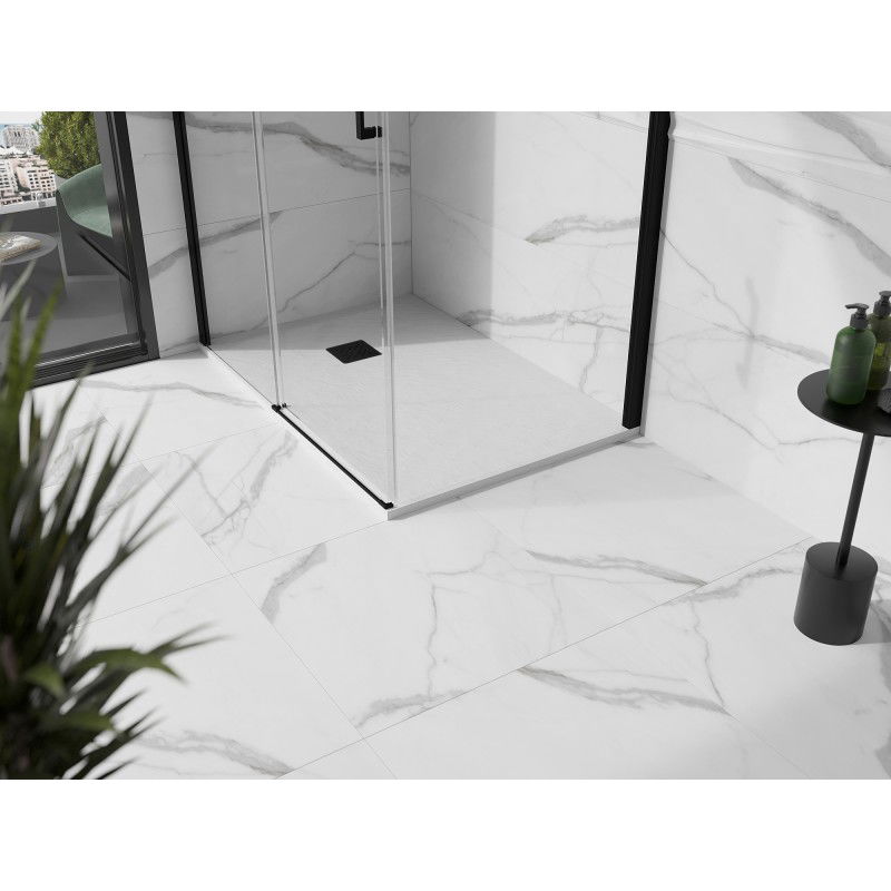 Mexen Stone+ stačiakampis kompozitinis dušo padėklas 140 x 80 cm, baltas, juoda danga - 44108014-B