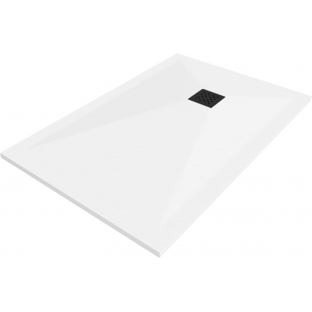 Mexen Stone+ stačiakampės formos kompozitinė dušo padėklas 100 x 80 cm, baltas, juoda maskuotė - 44108010-B