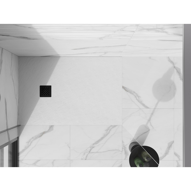Mexen Stone+ stačiakampė kompozitinė dušo padėklas 110 x 80 cm, balta, juoda maskuotė - 44108011-B