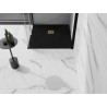 Mexen Stone+ 90 x 90 cm kvadratinis kompozitinis dušo padėklas, juodas, auksinė danga - 44709090-G