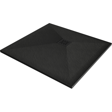 Mexen Stone+ kompozitinis kvadratinis dušo padėklas 100 x 100 cm, juodas, juoda danga - 44701010-B