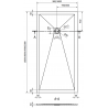 Mexen Stone+ kompozitinis dušas stačiakampis 180 x 90 cm, juodas, juodas dangtelis - 44709018-B