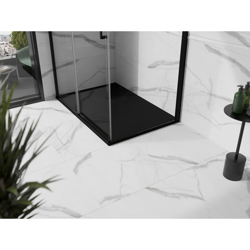 Mexen Stone+ stačiakampis kompozitinis padėklas 130 x 90 cm, juodas, juoda dangtelis - 44709013-B
