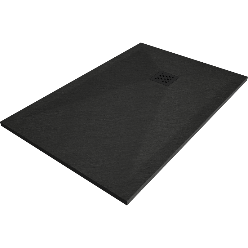 Mexen Stone+ stačiakampis kompozitinis padėklas 130 x 90 cm, juodas, juoda dangtelis - 44709013-B