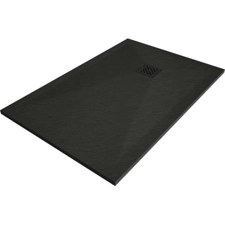Mexen Stone+ kompozitinis stačiakampis dušas 110 x 70 cm, juodas, juodas dangtelis - 44707011-B