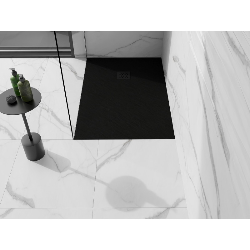 Mexen Stone+ kompozitinis stačiakampis dušo padėklas 120 x 70 cm, juodas, juoda dangtelis - 44707012-B