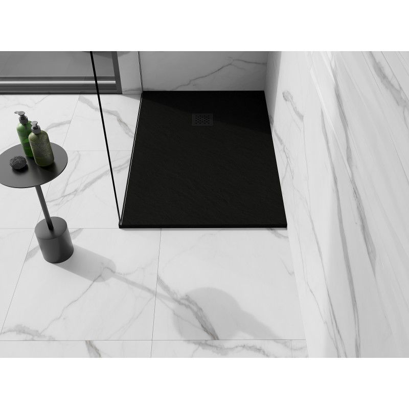 Mexen Stone+ stačiakampis kompozitinis dušo padėklas 100 x 90 cm, juodas, juoda dangtelis - 44709010-B