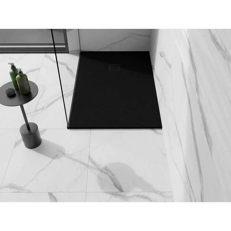 Mexen Stone+ stačiakampis kompozitinis dušo padėklas 90 x 70 cm, juodas, juoda danga - 44707090-B