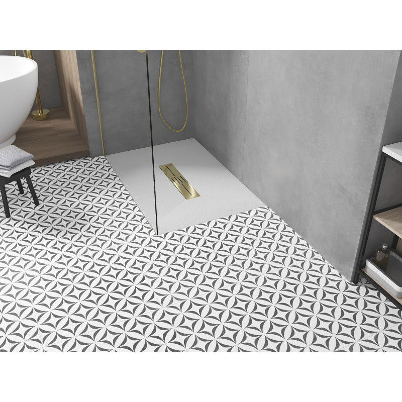 Mexen Toro stačiakampis dušo padėklas SMC 100 x 70 cm, baltas, auksinė dangtelis - 43107010-G