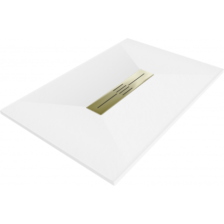 Mexen Toro stačiakampis SMC dušo padėklas 140 x 80 cm, baltas, auksinis dangtelis - 43108014-G