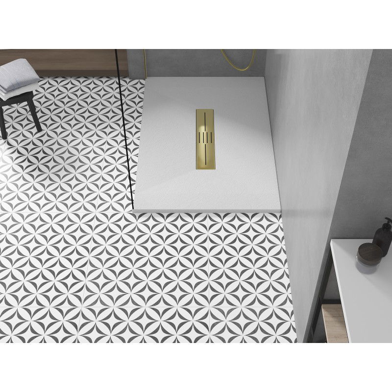 Mexen Toro stačiakampė dušo padėklas SMC 110 x 80 cm, baltas, auksinė dangtelis - 43108011-G