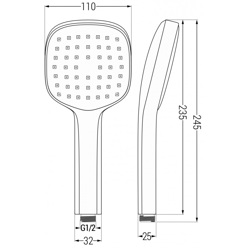 Mexen Uno DR33 įmontuojamas dušo komplektas, juodas - 71435DR33-70