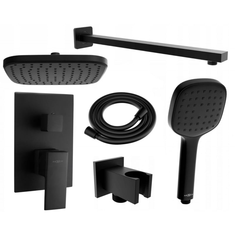 Mexen Uno DR33 įmontuojamas dušo komplektas, juodas - 71435DR33-70