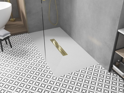 Mexen Toro stačiakampio formos SMC dušo padėklas 170 x 70 cm, baltas, auksinė dangtelis - 43107017-G