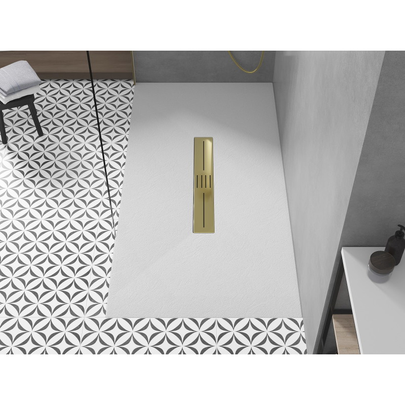 Mexen Toro stačiakampė SMC dušo padėklas 200 x 70 cm, baltas, auksinis dangtelis - 43107020-G