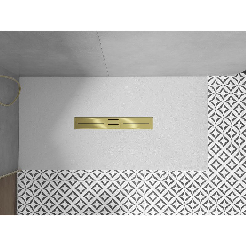 Mexen Toro stačiakampė SMC dušo bazė 150 x 80 cm, balta, aukso spalvos dangtis - 43108015-G