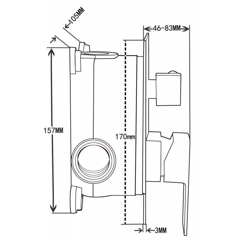 Mexen Uno DR45 potinkinio dušo komplektas, juodas - 71435DR45-70