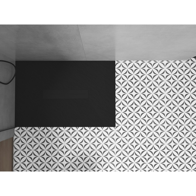Mexen Toro stačiakampis SMC dušo padėklas 140 x 70 cm, juodas, juoda uždanga - 43707014-B
