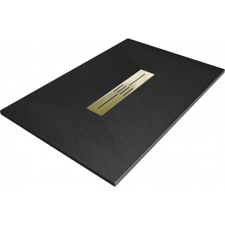Mexen Toro stačiakampė SMC dušo padėklas 100 x 90 cm, juodas, auksinė maskuotė - 43709010-G