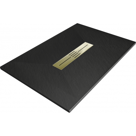 Mexen Toro stačiakampis SMC 130 x 90 cm, juodas, auksinis dangtelis - 43709013-G