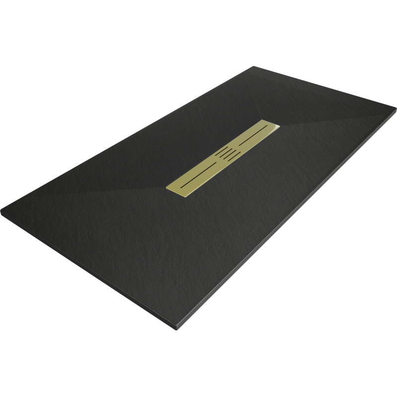 Mexen Toro stačiakampis dušo padėklas SMC 150 x 70 cm, juodas, auksinė dangtelis - 43707015-G