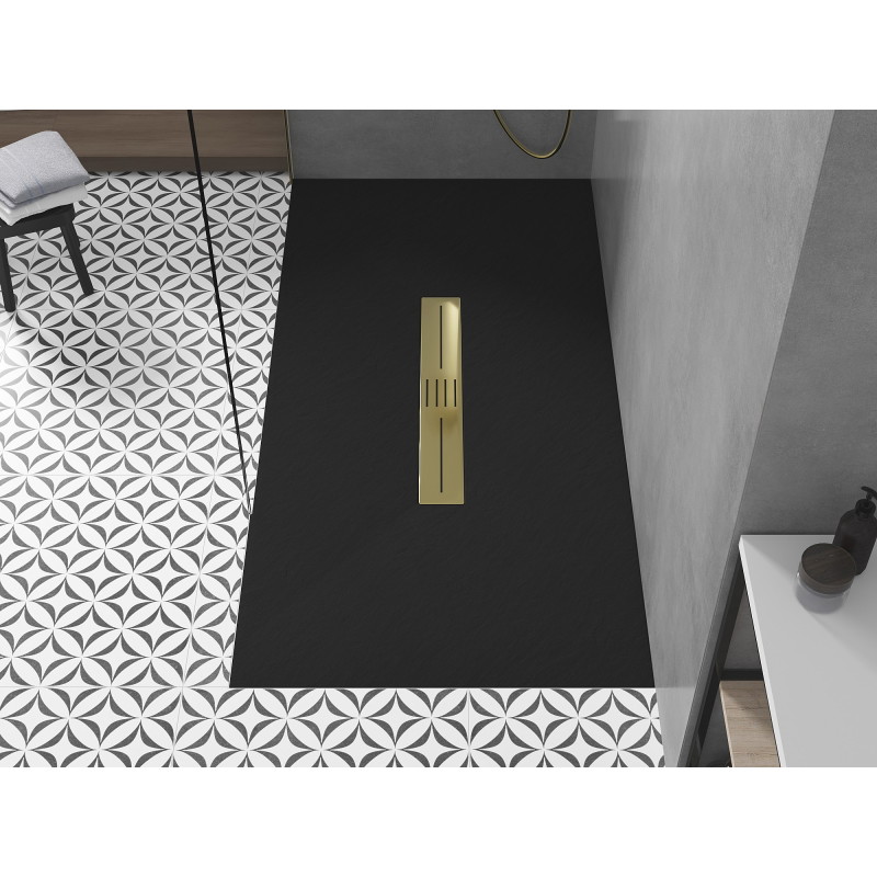 Mexen Toro stačiakampė dušo padėklas SMC 200 x 80 cm, juodas, dangtis auksinis - 43708020-G