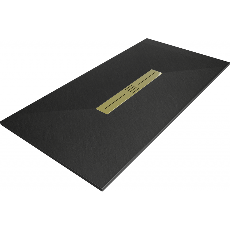 Mexen Toro stačiakampio formos dušo padėklas SMC 170 x 90 cm, juodas, aukso spalvos danga - 43709017-G