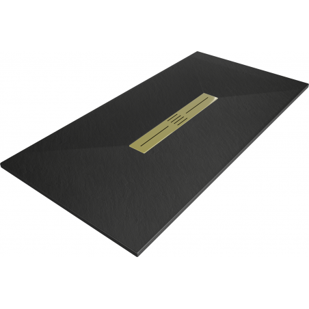 Mexen Toro stačiakampio formos dušo padėklas SMC 170 x 90 cm, juodas, aukso spalvos danga - 43709017-G