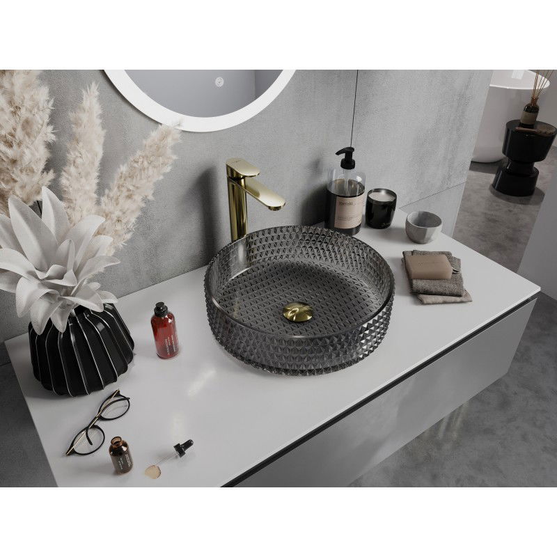 Mexen Aura stiklinis stalviršinis praustuvas 39 x 39 cm, juodas - 24013970