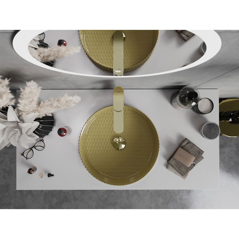 Mexen Aura stiklinis praustuvas stovėti 39 x 39 cm, auksinis - 24013950