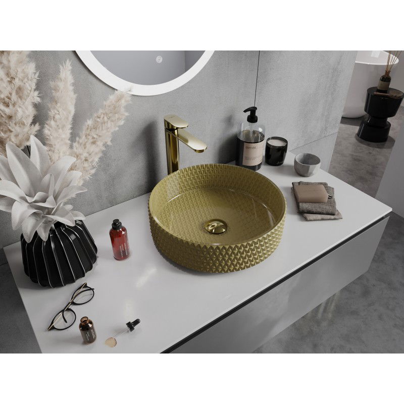 Mexen Aura stiklinis praustuvas stovėti 39 x 39 cm, auksinis - 24013950