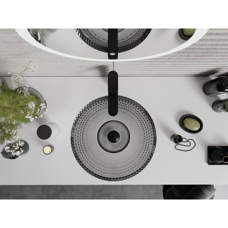 Mexen Heba stiklinis stalviršio praustuvas 45 x 45 cm, juodas - 24064570