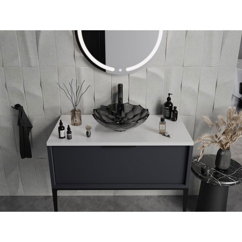 Mexen Inga stiklinis ant stalviršio praustuvas 44 x 44 cm, juodas - 24074470