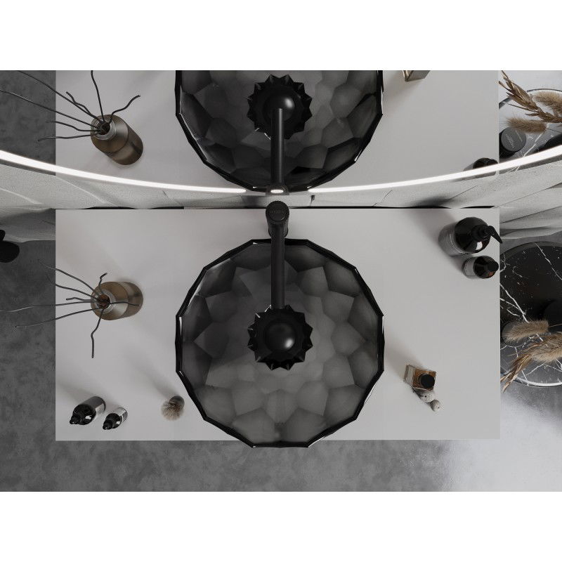 Mexen Inga stiklinis ant stalviršio praustuvas 44 x 44 cm, juodas - 24074470