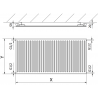Mexen CH10 Higieninis plokštuminis radiatorius 300 x 1500 mm, šoninis prijungimas, 497 W, baltas - W410H-030-150-00