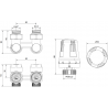 Mexen G01 termostatinis dviejų vamzdžių komplektas DN50, kampinis 1/2"x16 mm, nikelis - W911-016-918-01