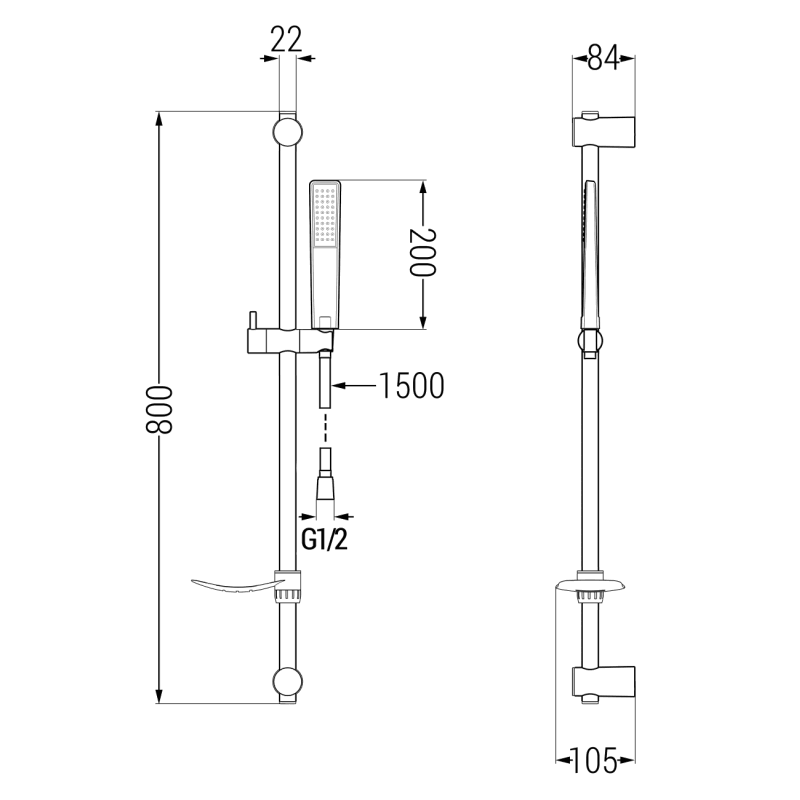 Mexen Alfa DF72 dušo komplektas, juodas - 745704DF72-70
