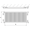 Mexen CH10 Higienos plokštelinis radiatorius 600 x 1200 mm, šoninis prijungimas, 749 W, baltas - W410H-060-120-00