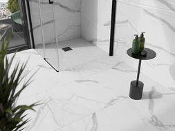 Mexen Stone+ kompozitinis kvadratinis baseinas 70 x 70 cm, baltas, juodas dangtelis - 44107070-B