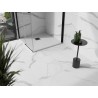 Mexen Stone+ kvadratinis kompozitinis dušo padėklas 70 x 70 cm, baltas, juoda grotelė - 44107070-B