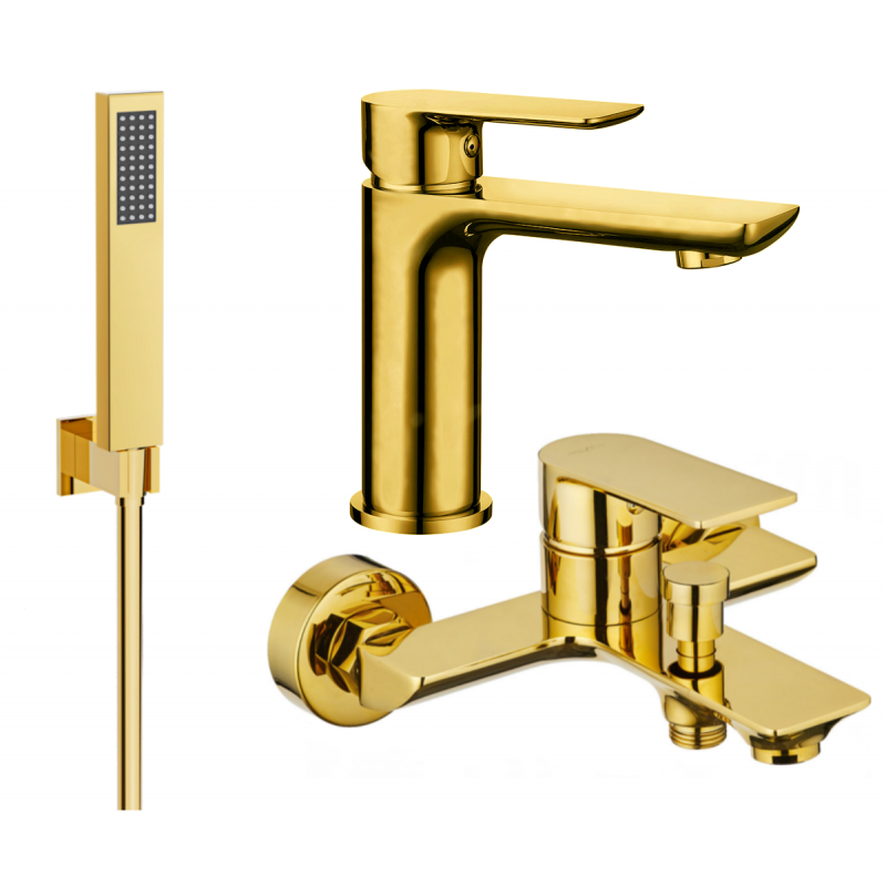 Mexen Alfa R02 vonios rinkinys, auksinis - 745703R02-50