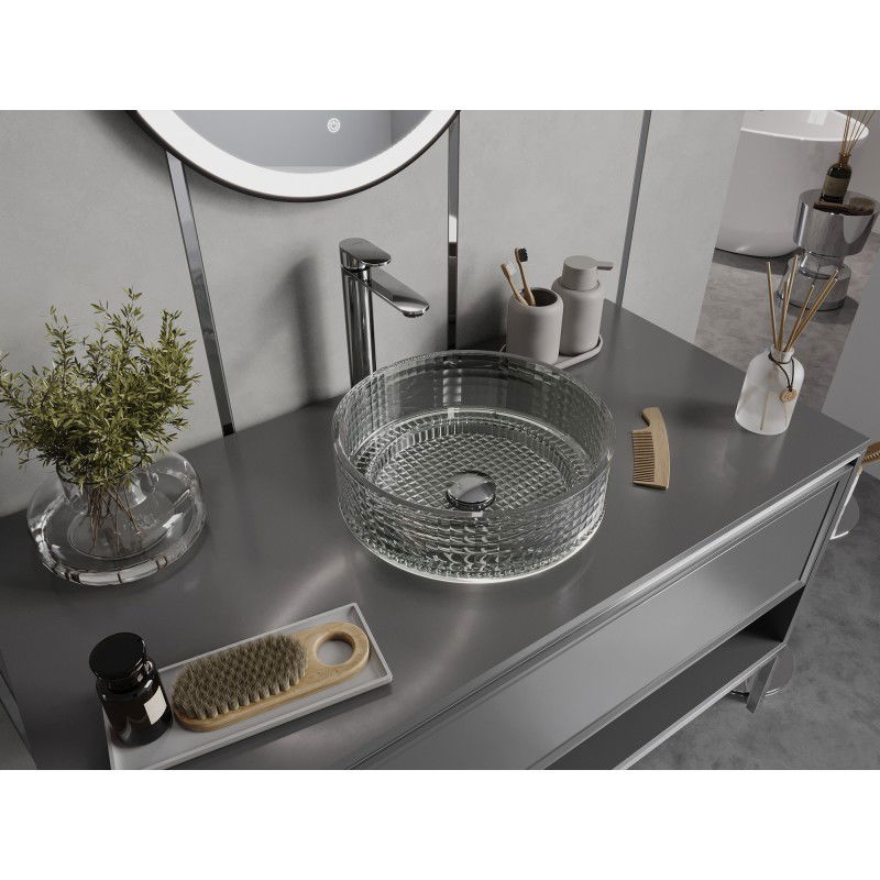 Mexen Lira stiklinis praustuvas 37 x 37 cm, skaidrus - 24053700